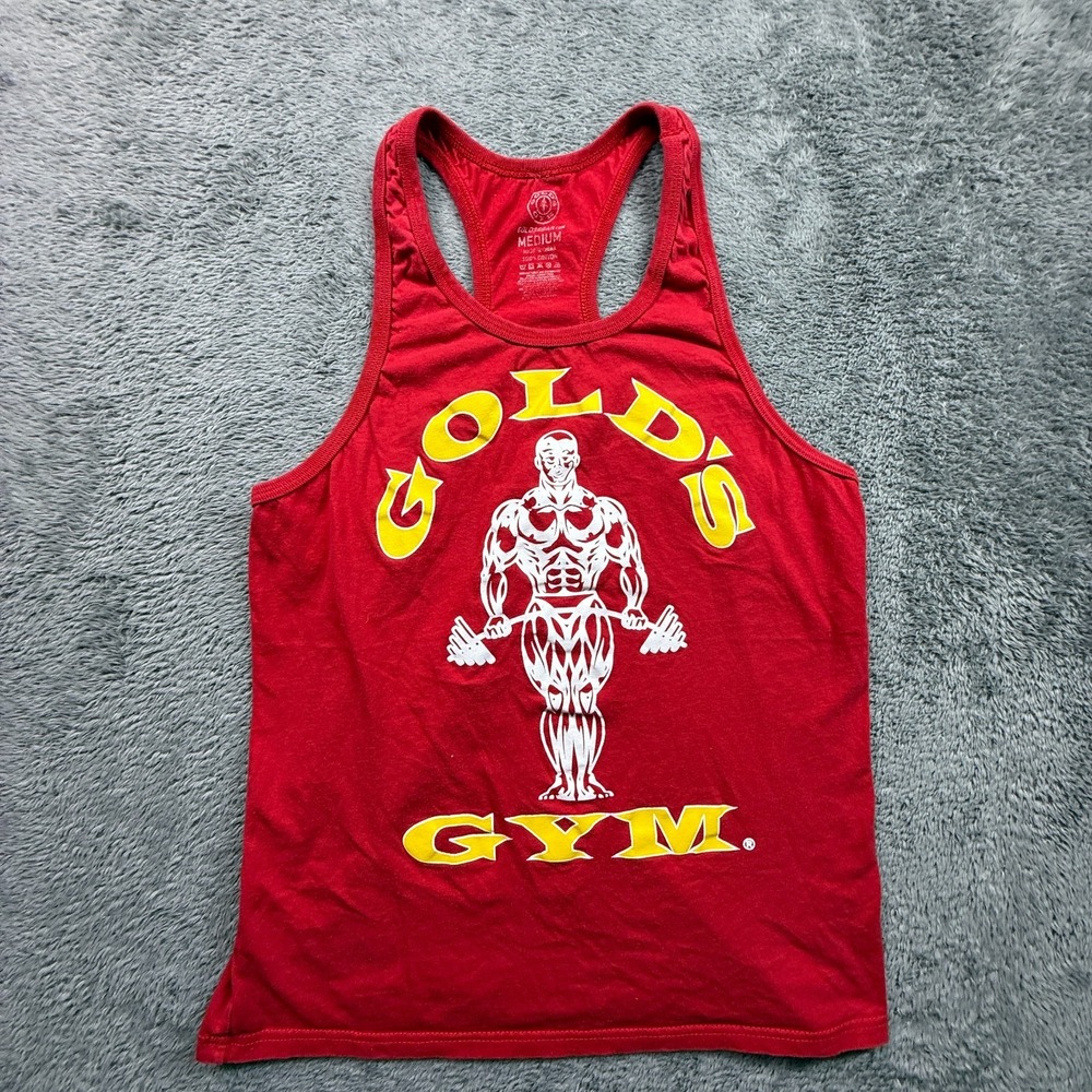 Gold's Gym Tank Top Muscle Shirt Tight Fit Adult M Red Classic Logo